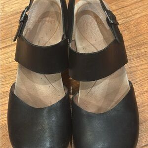 Dansko Black Leather -Thea Heels